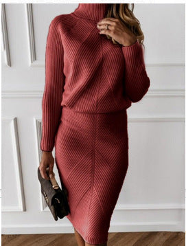 Pullover Sweater + Slim Skirt Two-Piece Set