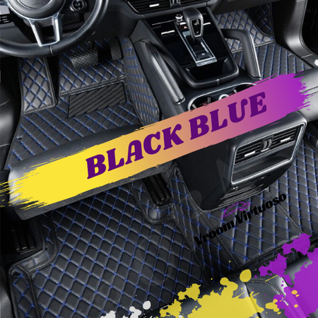 Black and Blue Stitching Car Mats Set