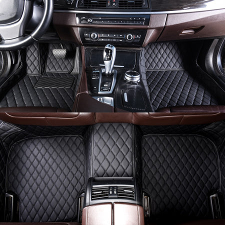 Black and White Stitching Car Mats Set