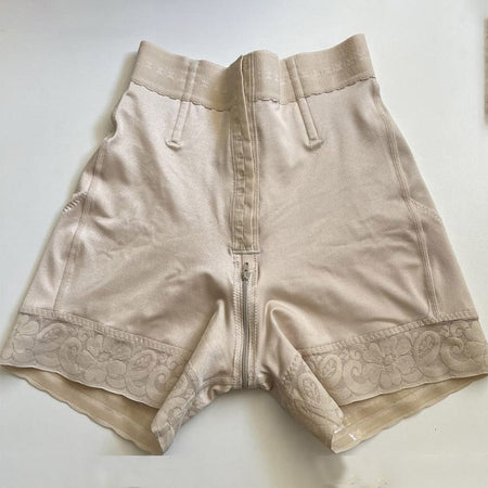 New High Rise Butt Lift Shorts Beige Waist Trainer Body Shaper Extra Firm Zipper Control Butt Lifter Booties Faja