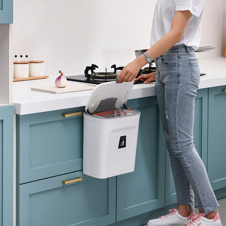 Multi-functional wall-mounted kitchen trash can